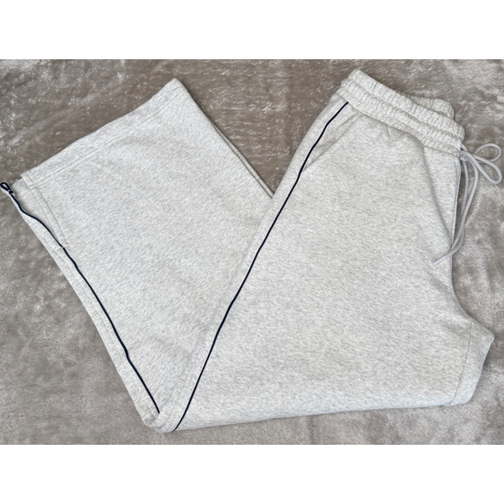 Loft Lou & Gray Piped Elite Fleece Sweatpants Gray Navy Blue Womens Size M NWOT